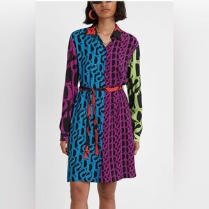 Multicolor Patterned Shirt Dress